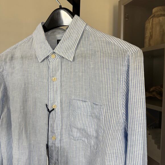 Faherty Laguna Linen Summer Classic Stripe Long Sleeve Shirt XXL NEW Button Up - Picture 4 of 7